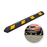 Zento Deals Rubber Parking Curb Garage Car Stopper - Parking Wheel Stopper Block 72” Wide Easy to Install, Black/Yellow Reflective Parking Block; for Car, Truck, Trailer and RV