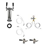 KegWorks Double Tap Tower Kegerator Conversion Kit with Stainless Steel Tower (No CO2 Tank)
