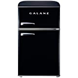 Galanz Retro Compact Mini Fridge with Freezer, 2-Door, Energy Efficient, Small Refrigerator for Dorm, Office, Bedroom, 3.1 cu ft, Black