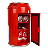 Coca-Cola Portable 8 Can Thermoelectric Mini Fridge 5.4 L/ 5.7 Quarts Capacity, 12V DC/110V AC Cooler for home, den, dorm, cottage, cabin, beer, beverages, snacks, skincare, cosmetics, medication