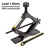 LEAD BRAND Scissor Jack is a Fast and Labor-Saving Design, Load 1.8 tons(3968lbs), Maximum Height is 16.54 inches. The Bottom is Enlarged, The top Steel Column can be Disassembled