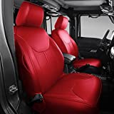 Xipoo Fit 2013-2017 Jeep Wrangler JK Seat Covers Front and Back PU Leather Car Seat Covers 4 Door for Wrangler JK Accessories (Red, Wrangler JK 4-Door)