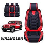 Oasis Auto Custom Leather Seat Covers Compatible with Jeep Wrangler 2007-2023 (Full Set, RED)