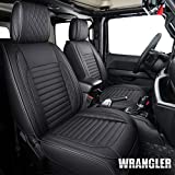 Aierxuan Jeep Wrangler Seat Covers Custom Fit 2007-2022 4 Door JK JL Sahara Rubicon Unlimited Altitude Luminator Concept Pickup Truck Waterproof Leather Full Seat car Cushions(Full Set, Black)
