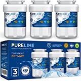 PURELINE MWF GE Smart Replacement Water Filter MWF, for GE MWF Refrigerator Water Filter And MWFP, MWFA, MWFAP, MWFINT, GWF, GWFA, HWF, HWFA, HDX FMG-1, WFC1201, GSE25GSHECSS, 197D6321P006 (3 Pack)
