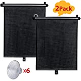 Sfee Car Window Shade for Side Windows, 2 Pack Car Sun Shade Retractable Window Shades for Car Blocks Heat and UV Rays Glare Protection Car Roller Sunshade Visor for Baby, Kids, Pets, Passengers