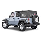 TACTIK Fabric Only Replacement Soft Top, Black Diamond - Fits Jeep Wrangler JKU Unlimited 4-Door - Custom-Fit Fabric Roof with Removable Side and Back Window (2010-2018 JK Unlimited 4-Door)