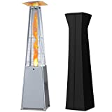 LAUSAINT HOME 2022 Propane Patio Heater with Waterproof Cover for Outside,45,000BTU Pyramid Outdoor Heater Quartz Glass Tube Flame Heater for Backyard Garden Decoration