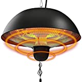 Hanging Patio Heater, 1500W Outdoor/Indoor Electric Patio Heater, Infrared Patio Heater, Ceiling Electric Heater with 3 Adjustable Modes 600W/900W/1500W