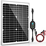 20W 12V Solar Panel Kit Battery Maintainer Trickle Charger Pro + Advanced 10A MPPT Charge Controller + SAE Battery Clip Cable for 12 Volt Boat Car RV Trailer Motorcycle Automotive Home Off Grid System