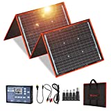 DOKIO 160W 18V Portable Solar Panel Kit (ONLY 0.9in Thick) Folding Solar Charger with 2 USB Outputs for 12v Batteries/Power Station AGM LiFePo4 RV Camping Trailer Car Marine
