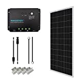 Renogy 100 Watt 12 Volt Solar Panel Starter Kit with 100W Monocrystalline Solar Panel + 30A PWM Charge Controller + Adaptor Kit + Tray Cables + Mounting Z Brackets for RV Boats Trailer Off-Grid System