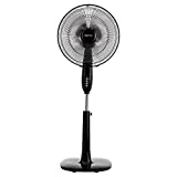 Amazon Basics Oscillating Dual Blade Standing Pedestal Fan with Remote - 16-Inch, Black