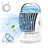 Portable Air Conditioners, 4-in-1 Personal Air Cooler Fan Evaporative Cooler Portable AC Windowless Air Conditioner with 3 Speeds& 3 Sprays for Small Room Kitchen Office Desk Bedroom Camping (500ml)