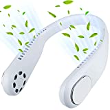 Portable USB Neck Fan, Hanging Personal Fan Bladeless Neck Cooler, 4000 mAh Battery Operated Wearable Rechargeable USB Fan,Quiet Wearable Headphone Neck Air Conditioner 3 Speeds-White