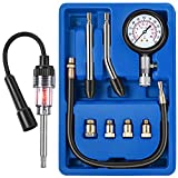 9 Pieces Automotive Compression Tester Kit and Spark Plug Tester, Universal Car and Motorcycle Engine Testing Tools for Cylinder Pressure Gauge (Blue)