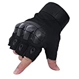 Tactical Gloves for Men, Eirsdoik Tactical Fingerless Gloves Army Armored Airsoft Gloves for Motorbike Cycling Climbing Hiking Hunting Boxing Gloves, Half Finer Non-Slip,Black-M