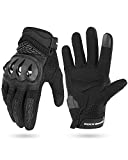 Men’s Motorcycle Gloves Touchscreen Hard Knuckle Dirt Bike Gloves for Men Women Breathable Motocross Riding Gloves Armored for Motorbike Racing BMX ATV MTB Cycling (L, Black)
