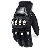 2020 Hot Motorcycle Motorbike Gloves Metal Knuckle Armored Racing Motocross Short Touch Screen Polyester (Black, M)