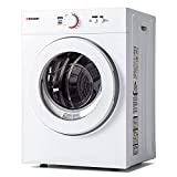 Euhomy Compact Laundry Dryer 1.8 cu.ft, Stainless Steel Clothes Dryers With Exhaust Pipe, Four-Function Portable Dryer For Apartments, Home, Dorm, White