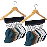 UCOMELY Hat Rack for Baseball Caps Hat Organizer Holder for Hanger & Room Closet Display, 2Pack 10 Hat Storage Clips for Hang Ball Caps Winter Beanie & Accessories, for Men, Boy Women Gift (2PC Black)
