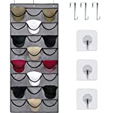 LokiEssentials Hat Organizer Rack for Wall or Door, 24 Pocket Hat Storage & Ballcap Display Holder, Door & Wall Hooks Included, Large Pockets for Multiple Baseball, Golf, and Sports Caps Organization