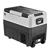 F40C4TMP 12 Volt Refrigerator, 47 Quart (45L) Portable Freezer With Wheels, Car Fridge (-4℉~50℉), Electric Cooler With 12/24V DC And 100-240V AC For Camping, Truck, Travel, RV, and Boat