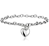 Jstyle Jewelry Women's Heart Charm Bracelets Stainless Steel Link Bracelet Birthday Gifts for Women Jewelry