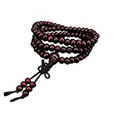 Wooden Prayer Beads Bracelets,Hemlock Women Girls 108 Natural Sandalwood Beads Chain Bracelets Bangle (Brown)