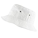 The Hat Depot 300N Unisex 100% Cotton Packable Summer Travel Bucket Sun Fishing Hat (S/M, White)