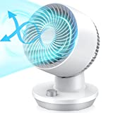 LifePlus Small Air Circulator Fan, 90° Tilt & 52° Oscillating Desktop Fan with 3 Speeds, Portable Personal Table Fan Powerful Airflow Perfect for Bedroom Dorm Office, White
