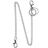 Wallet Chain, Teskyer 18' Silver Keychain with Both Ends Lobster Clasps and Extra 2 Rings for Keys, Wallet, Jeans Pants, Belt Loop, Purse Handbag-Silver