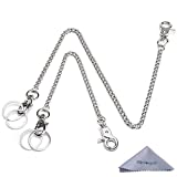 Wallet Chain, Wisdompro 2 Pack (8 and 16 Inch) Heavy Duty Pocket Keychain with Both Ends Lobster Clasps and Extra 2 Rings for Keys, Wallet, Jeans, Pants, Belt Loop, Purse and Handbag - Silver