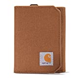 Carhartt mens Trifold Wallet, Durable for Men, Available in Leather and Canvas Styles Wallet, Nylon Duck (Carhartt Brown), One Size US