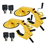 2 Pack Wheel Lock Clamp Boot Tire Claw Adjustable for RV Boat Trailer Truck Auto Car Heavy Duty Steel Anti-Theft Lock Towing Security Device