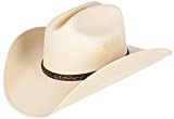 Queue Essentials Classic Cattleman Straw Cowboy Hat Western Style Pinch Front Canvas Cowboy Cowgirl Hat (Small/Medium, Canvas Sand)