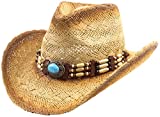 Classic Straw Cowboy Cowgirl Hat Western Outback Wide Brim - M