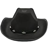 Black Cowboy Hat for Men Women Adults Teens, Felt Studded Cowgirl Hat for Women Western Party, Cowboy Costume Hat