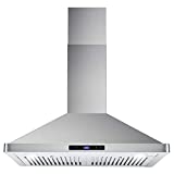 Cosmo 63175S 30 in. Wall Mount Range Hood with Ductless Convertible Duct (additional filters needed, not included), Ceiling Chimney-Style Stove Vent, LEDs Light, Permanent Filter, 3 Speed Fan, in Stainless Steel