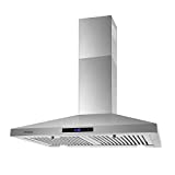 SNDOAS Range Hood 30 inches,Stainless Steel Wall Mount Range Hood,Vent Hood 30 inch w/Touch Control,Ducted/Ductless Convertible,Chimney-Style Over Stove Vent Hood,Kitchen Hood,Baffle Filters