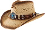 Western Outback Cowboy Hat Men's Women's Style Straw Felt Canvas (062 - Blue Bead)