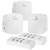 DEWENWILS Remote Outlet Switch, Wireless Remote Control Light Switch, 15A/1875W, 100 FT Range, Programmable, Low Profile Side Plug, White (2 Remotes + 3 Outlets Pack)