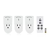 BN-LINK Wireless Remote Control Electrical Outlet Switch for Lights, Fans, Christmas Lights, Small Appliance, Long Range White (Learning Code, 3Rx-1Tx) 1200W/10A