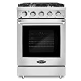 COSMO COS-EPGR244 24 in. Slide-In Freestanding Gas Range with 4 Sealed Burners, Cast Iron Grates, 3.73 cu. ft. Capacity Convection Oven in Stainless Steel, 24 inch