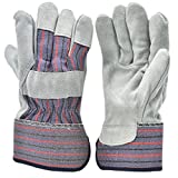 G & F Products 5015L-5 Regular Cowhide Leather Palm Work Gloves for driving and construction with rubberized safety cuff, Large, 5-Pair pack, Multicolor (50155L)