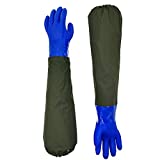 Long Waterproof Rubber Gloves, Pond Gloves, 28” Shoulder Length Insulated PVC Coated Chemical Resistant Gloves Reusable, Resist Acid, Alkali & Oil, Machinery, Industry, Fishery, Aquarium Gloves