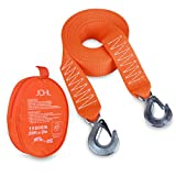 JCHL Tow Strap Heavy Duty with Hooks 2”x20’ 15,000LB Recovery Strap 6,8 Tons Towing Strap with Safety Hooks Polyester