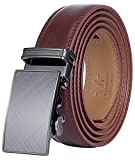 Marino Men’s Genuine Leather Ratchet Dress Belt With Automatic Buckle, Trim to Fit Enclosed in an Elegant Gift Box - Radiant Ore - Umber - Adjustable from 28' to 44' Waist
