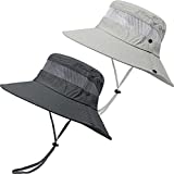 2 Pieces Boonie Sun Hat for Men & Women Bucket Hat with UV Protection UPF 50+ Outdoor Military Cap for Fishing,Hiking,Safari & Gardening (Dark Grey＆Light Grey)