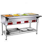 110 V Commercial Electric Food Warmer – KITMA 4 Pot Stainless Steel Steam Table, Buffet Server for Kitchen and Restaurant